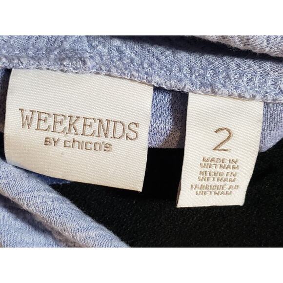 Weekends By Chico's Women's Blue Cowl Neck Drop Shoulder Drawstring Sweater L - Picture 9 of 11